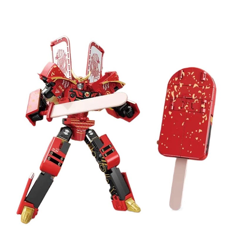 Transforming robot samurai ice cream popsicles children's toys for boys and girls mecha models